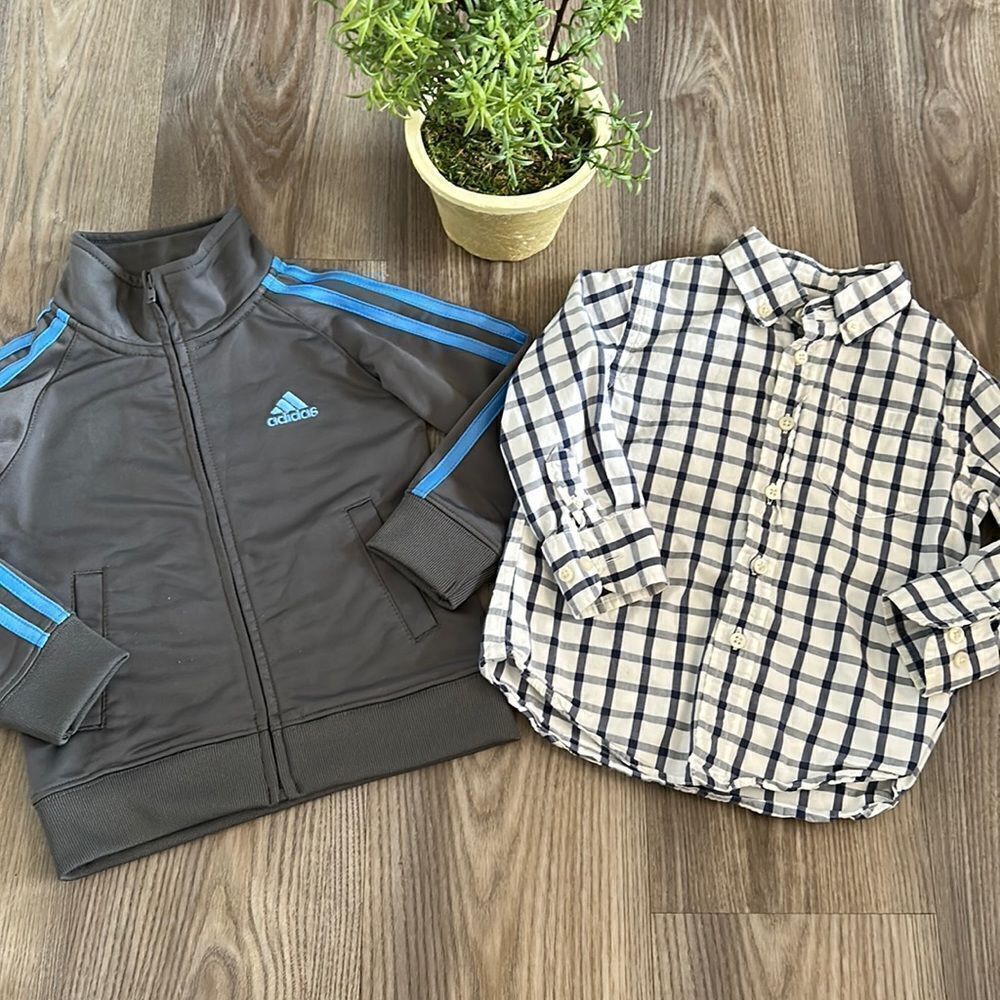 BABY BOYS TWO PIECE FALL/WINTER BUNDLE SIZE 2T LILE NEW ADIDAS JACKET/CREWCUTS